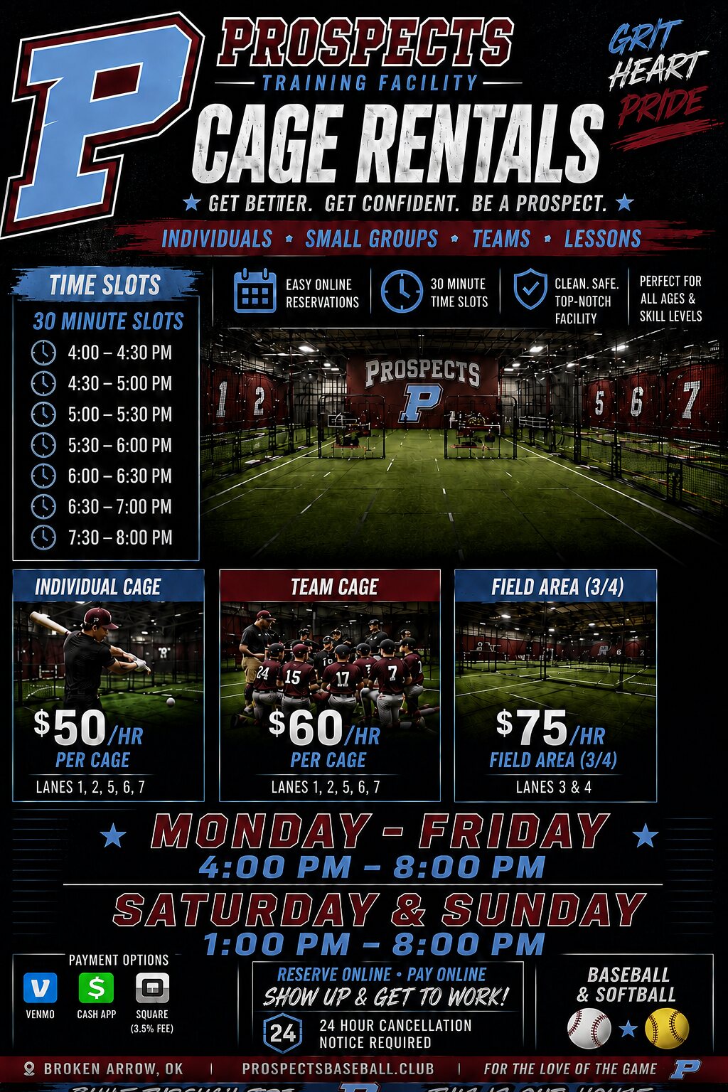 Original Prospects Cage Rentals flyer